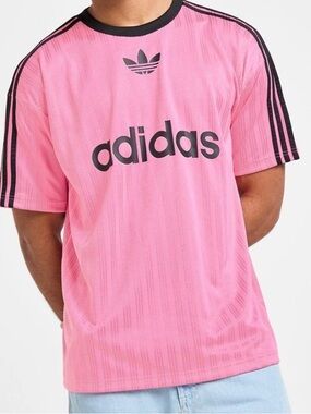 RARE! NEW MEN'S ADIDAS ORIGINALS TREFOIL POLY TEE SHIRT ~SIZE XL  #JW37 PINK